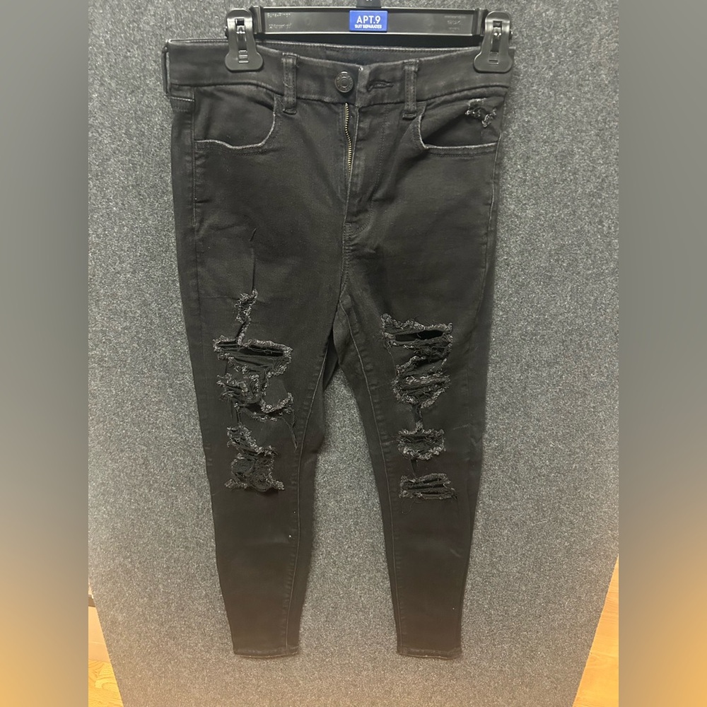 American Eagle Outfitters NE(X)T Level Stretch X Hi-Rise Jegging Black Sz 6
